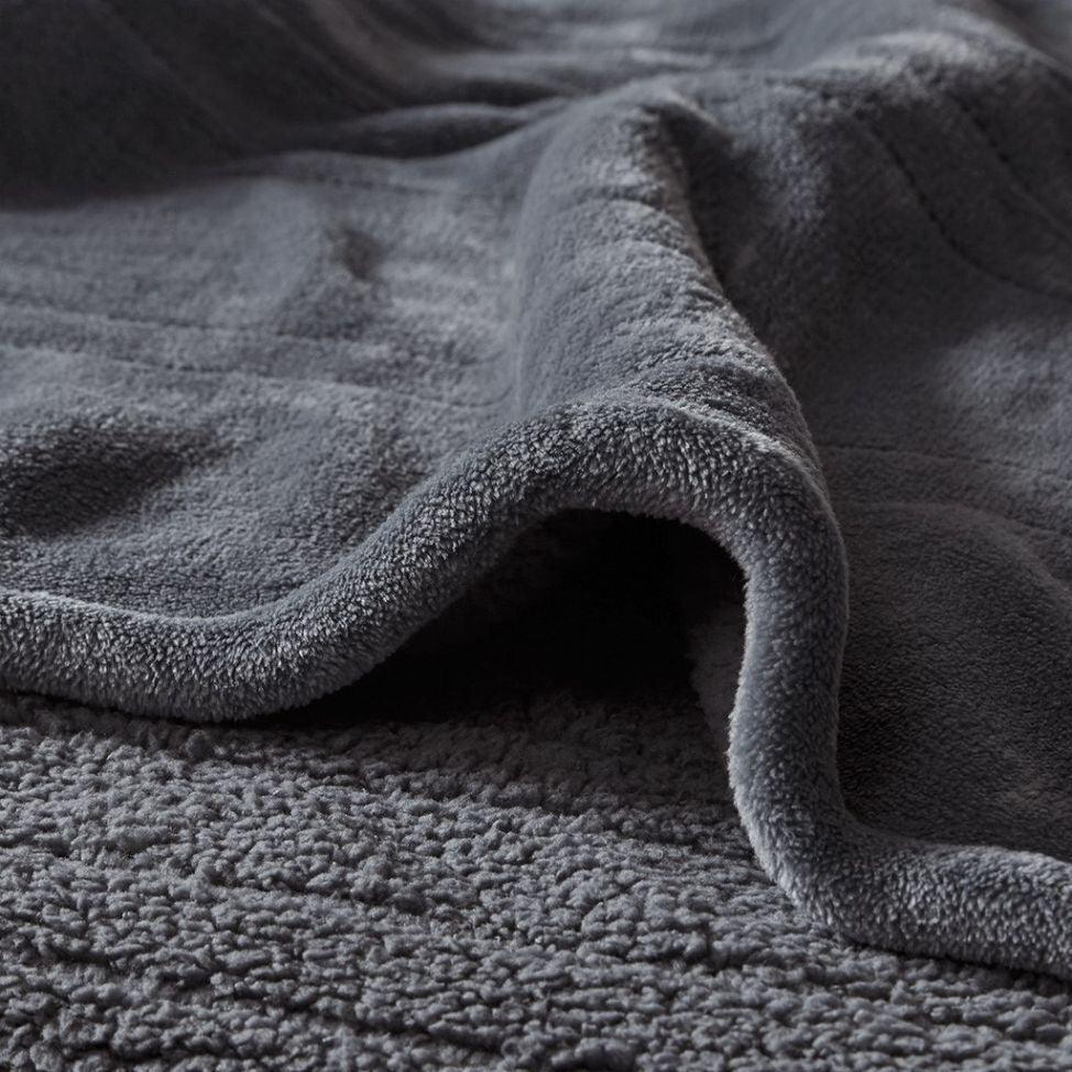 Olliix.com Comforters & Blankets - Heated Microlight Berber King Blanket Gray