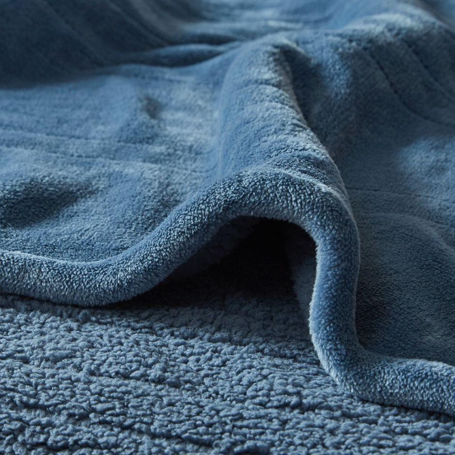 Olliix.com Comforters & Blankets - Heated Microlight Berber Twin Blanket Blue