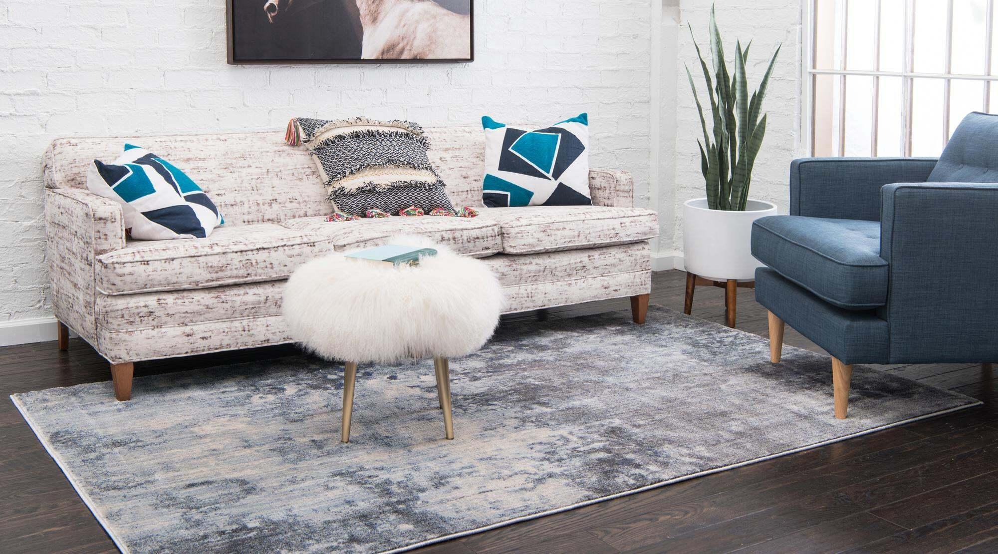 Unique Loom Indoor Rugs - Helios Abstract Rectangular 8x10 Rug Gray & Ivory