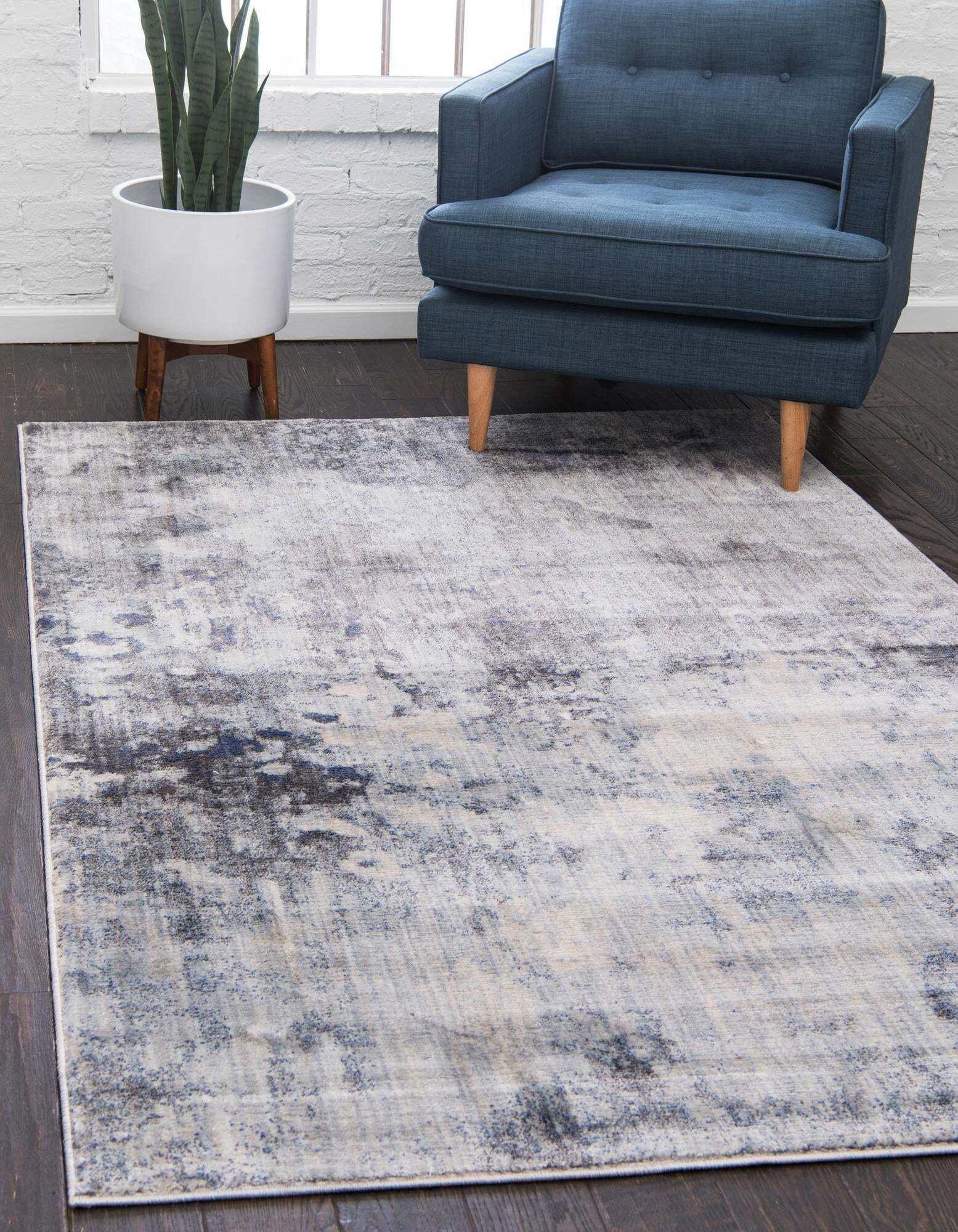 Unique Loom Indoor Rugs - Helios Abstract Rectangular 9x12 Rug Gray & Ivory