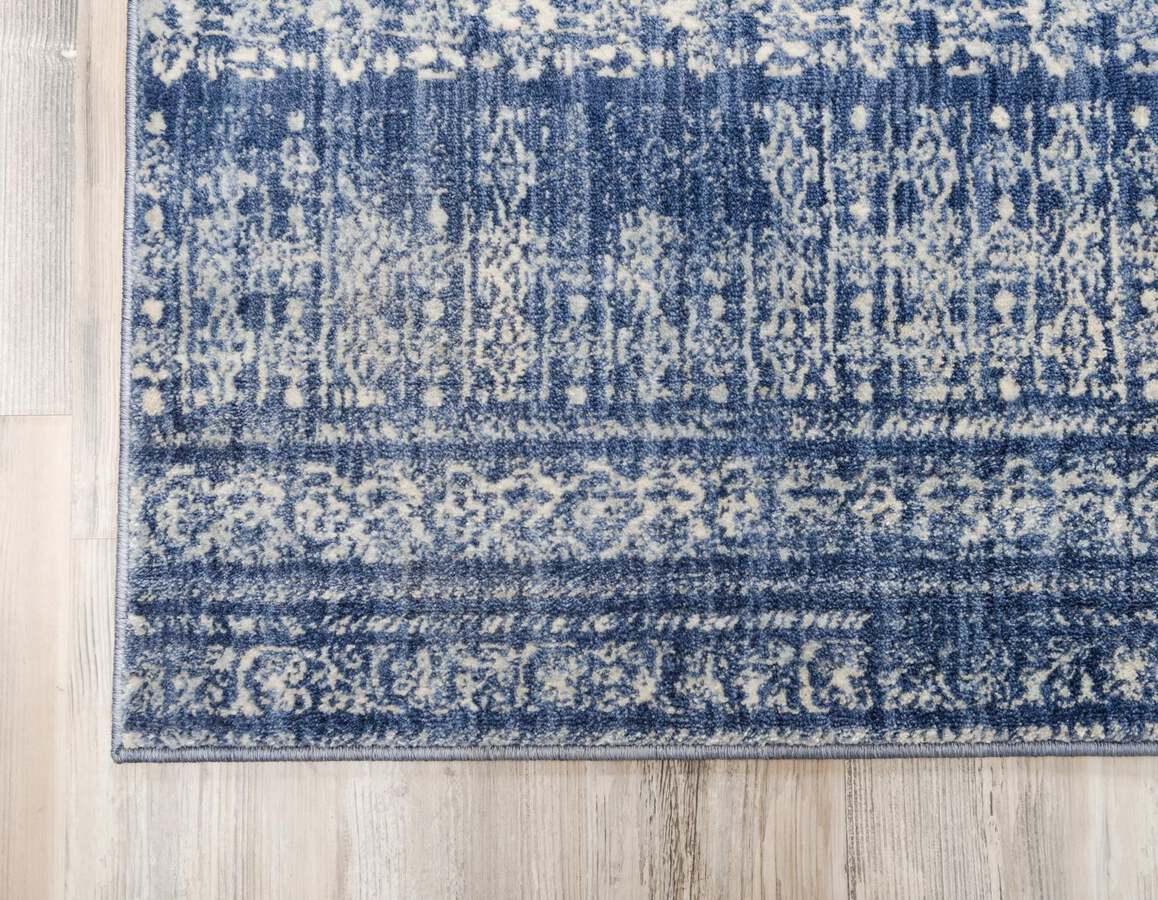 Unique Loom Indoor Rugs - Helios Bohemian 9x12 Rectangular Rug Navy Blue