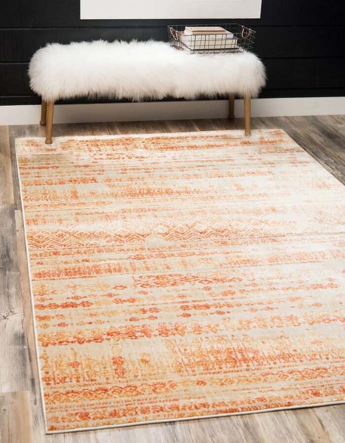 Unique Loom Indoor Rugs - Helios Bohemian 9x12 Rectangular Rug Orange