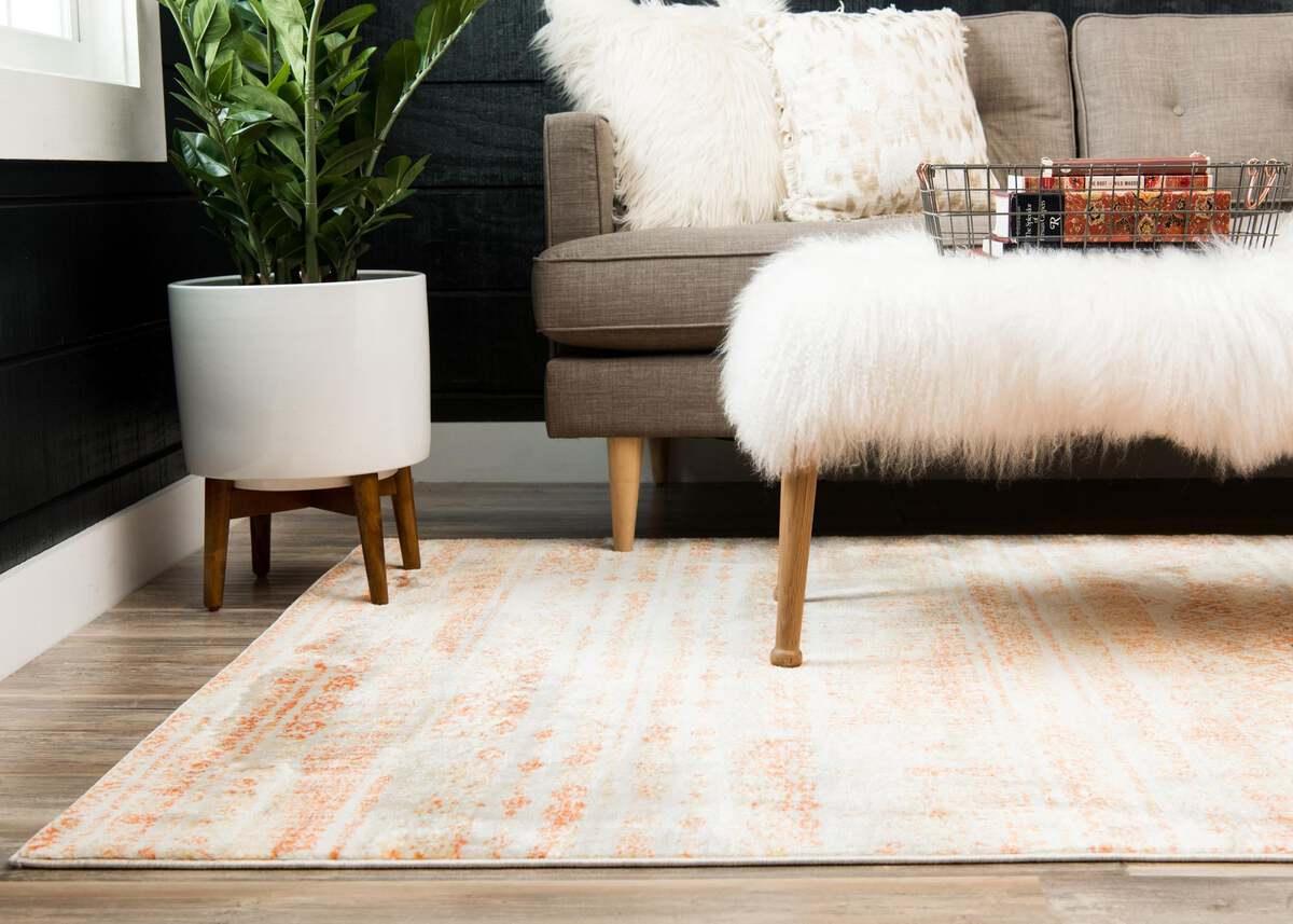 Unique Loom Indoor Rugs - Helios Bohemian 9x12 Rectangular Rug Orange