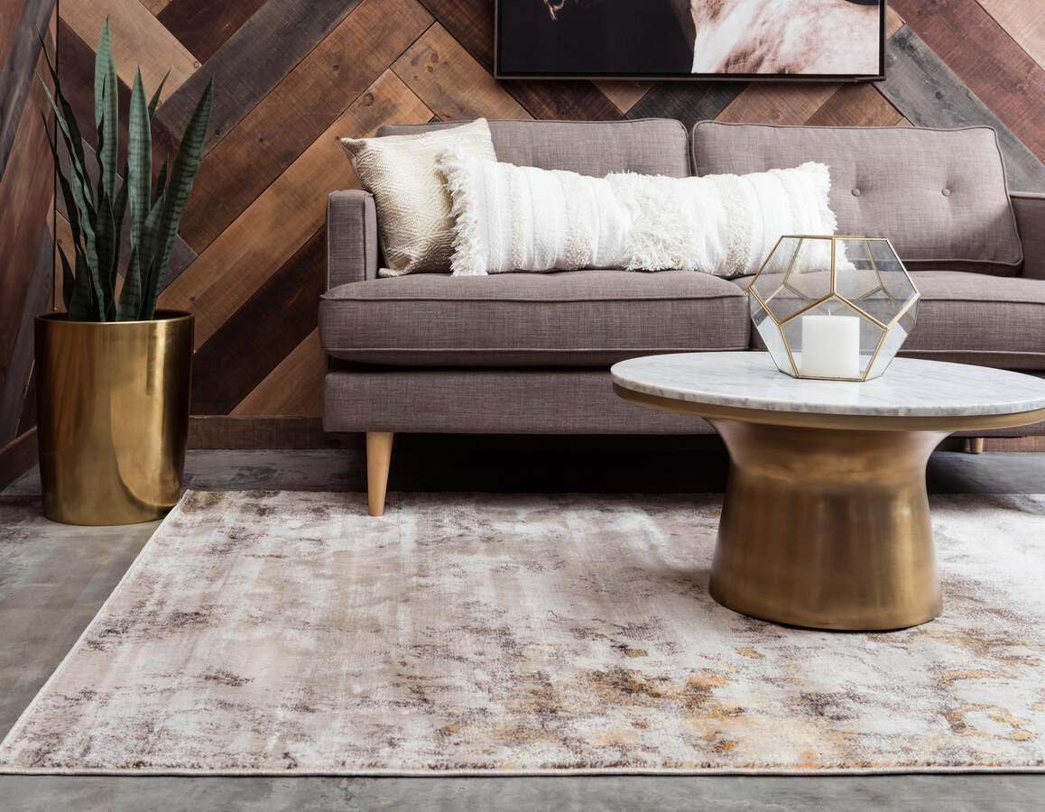 Unique Loom Indoor Rugs - Helios Eclectic 10x13 Rectangular Rug Beige