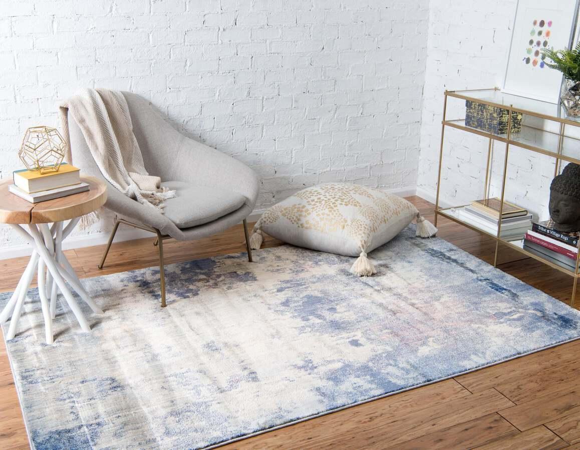 Unique Loom Indoor Rugs - Helios Eclectic 9x12 Rectangular Rug Light Blue