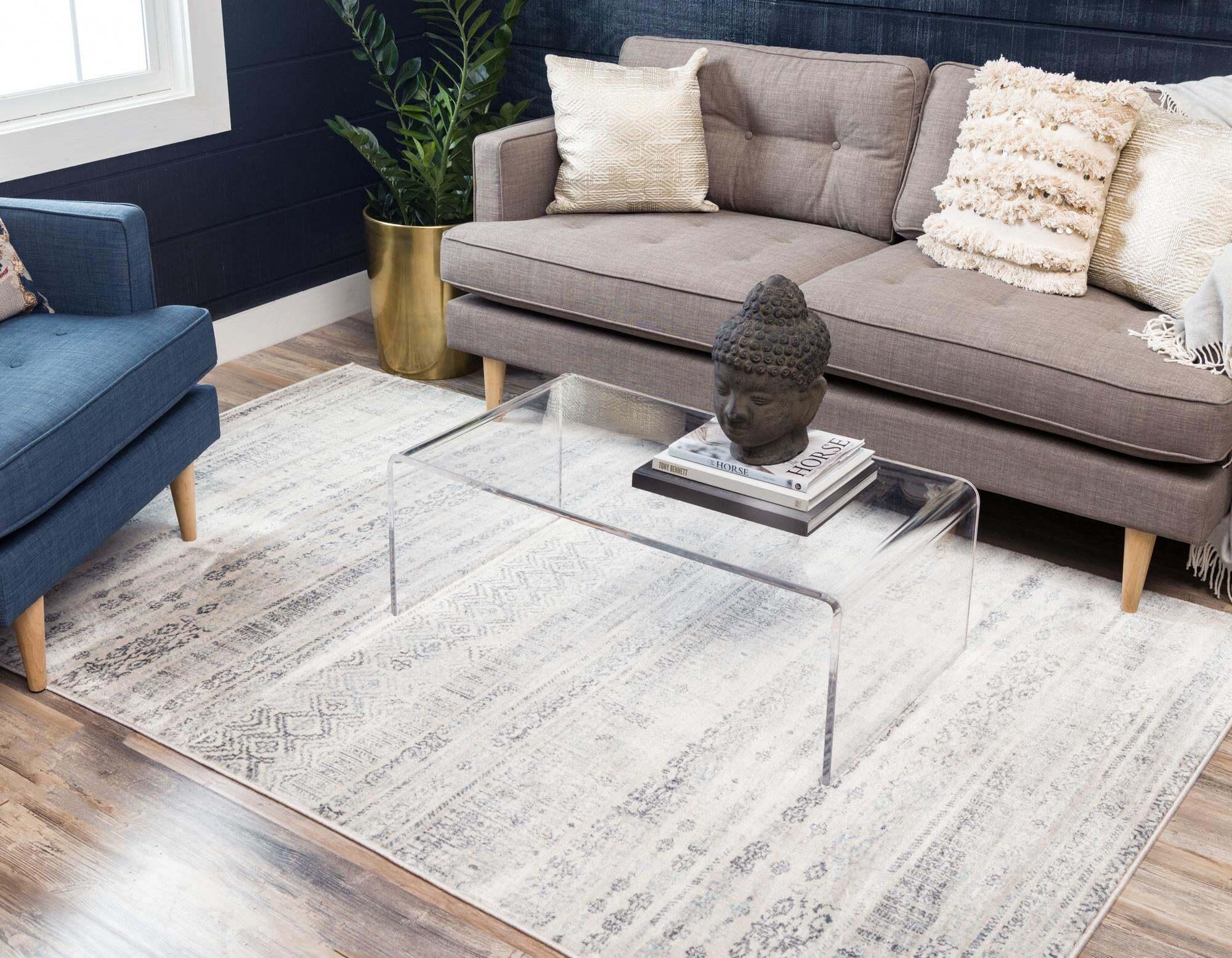 Unique Loom Indoor Rugs - Helios Geometric Rectangular 8x10 Rug Beige & Gray