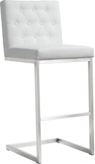 Tov Furniture Barstools - Helsinki White Stainless Steel Barstool - Set of 2