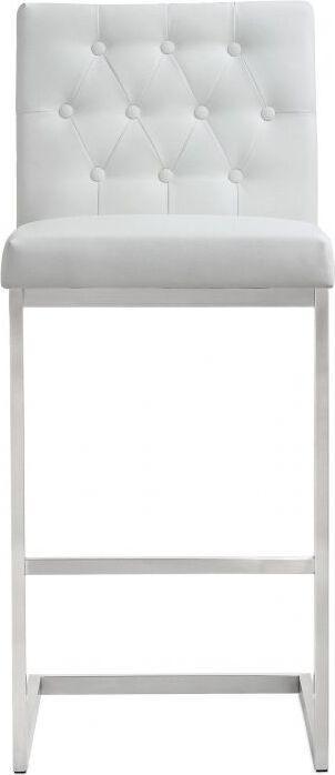 Tov Furniture Barstools - Helsinki White Stainless Steel Barstool - Set of 2