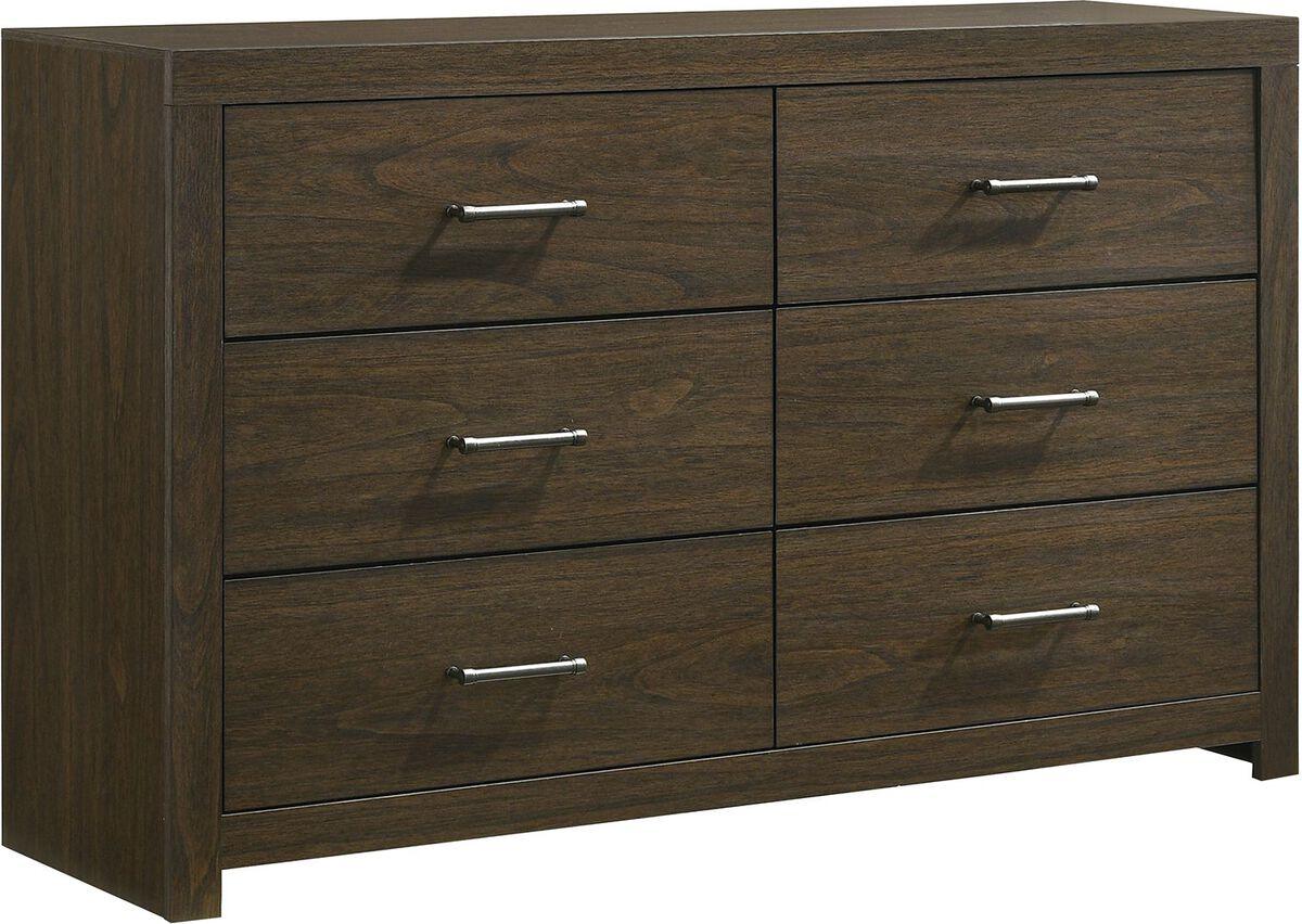 Elements Dressers - Hendrix 6-Drawer Dresser In Walnut