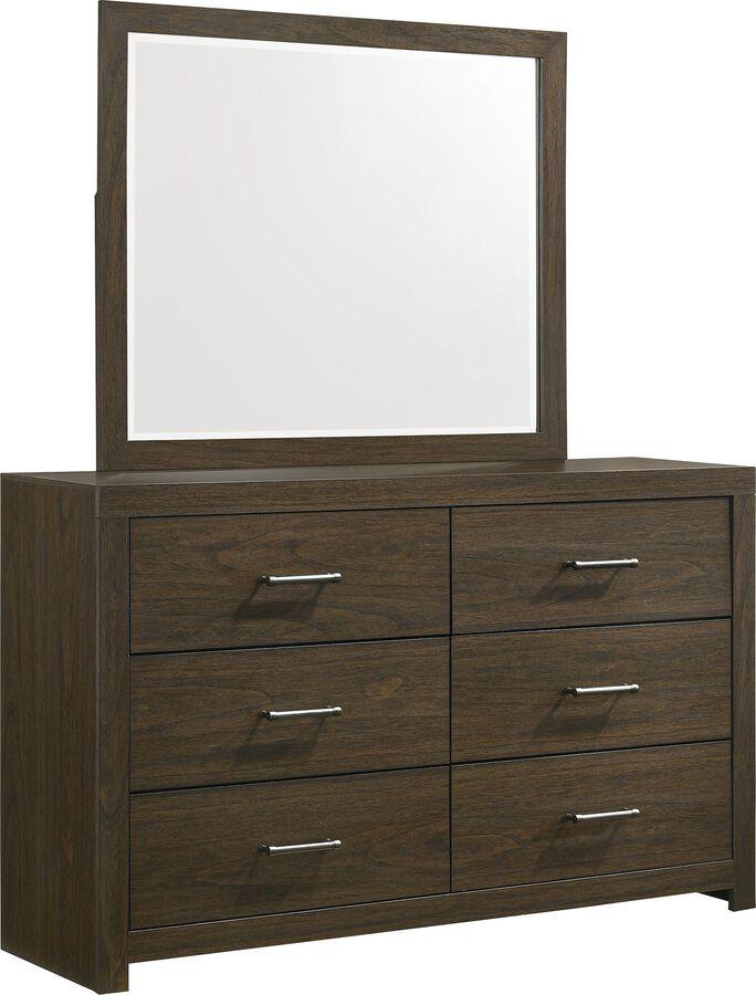 Elements Dressers - Hendrix 6-Drawer Dresser With Mirror In Walnut