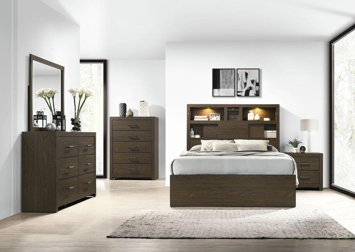 Elements Bedroom Sets - Hendrix King Music 5Pc Bedroom Set In Walnut