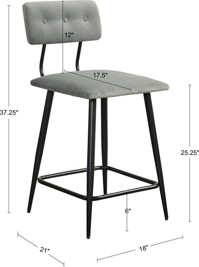 Olliix.com Barstools - Henrick 25" Metal Frame Counter Stool Gray