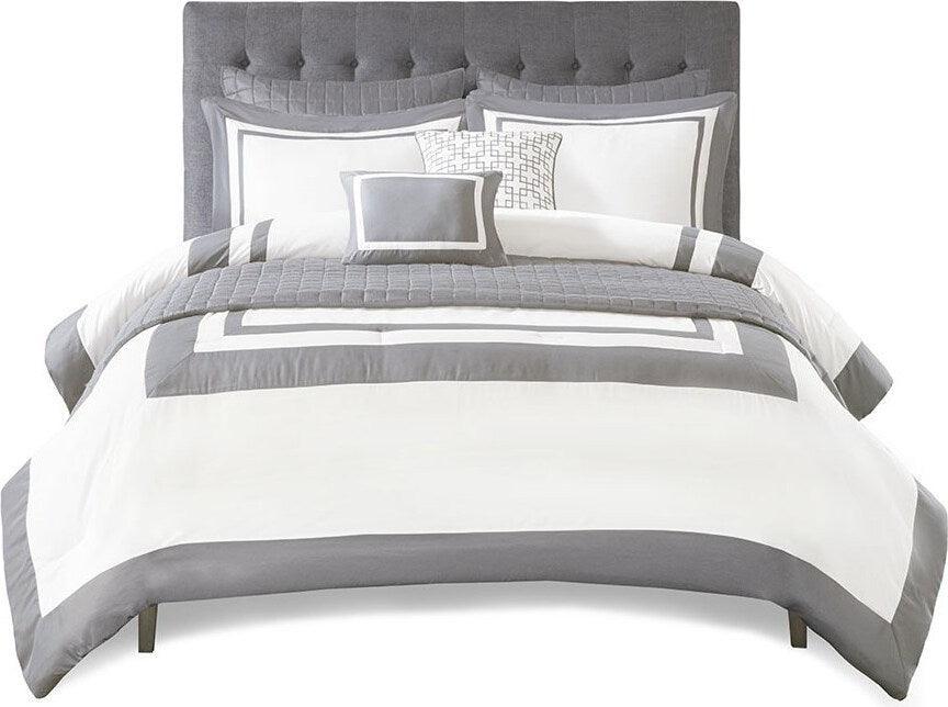 Olliix.com Comforters & Blankets - Heritage 8 Piece Comforter and Coverlet Set Collection Gray King/Cal King