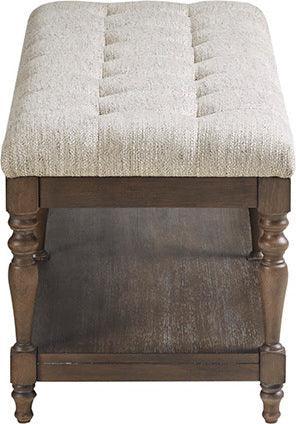 Olliix.com Benches - Highland Tufted Accent Bench with Shelf Ivory