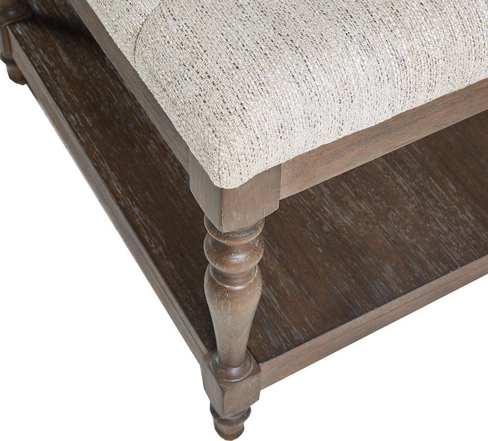 Olliix.com Benches - Highland Tufted Accent Bench with Shelf Ivory
