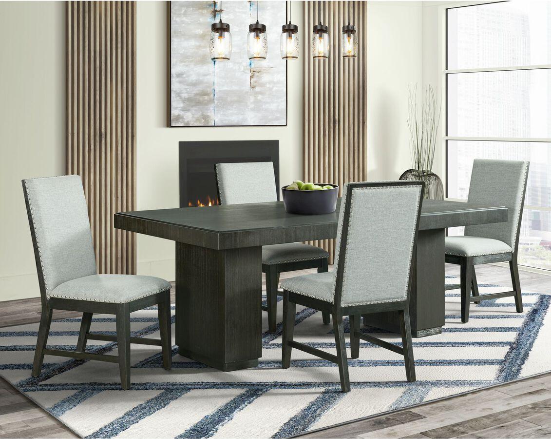 Elements Dining Sets - Holden 5PC Standard Height Dining Set-Table and Four Side Chairs in Gray Black & Gray