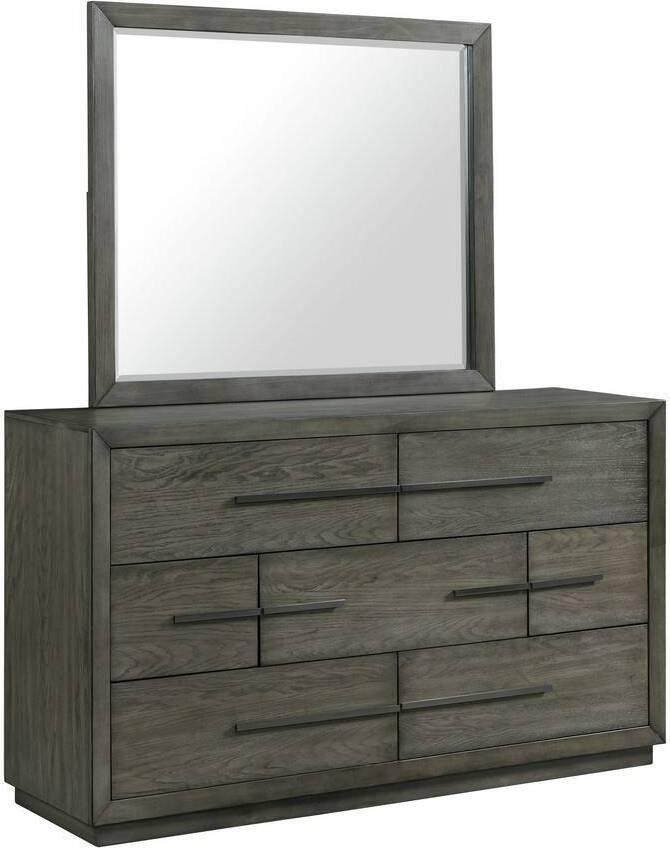 Elements Bedroom Sets - Hollis 7-Drawer Dresser & Mirror Gray