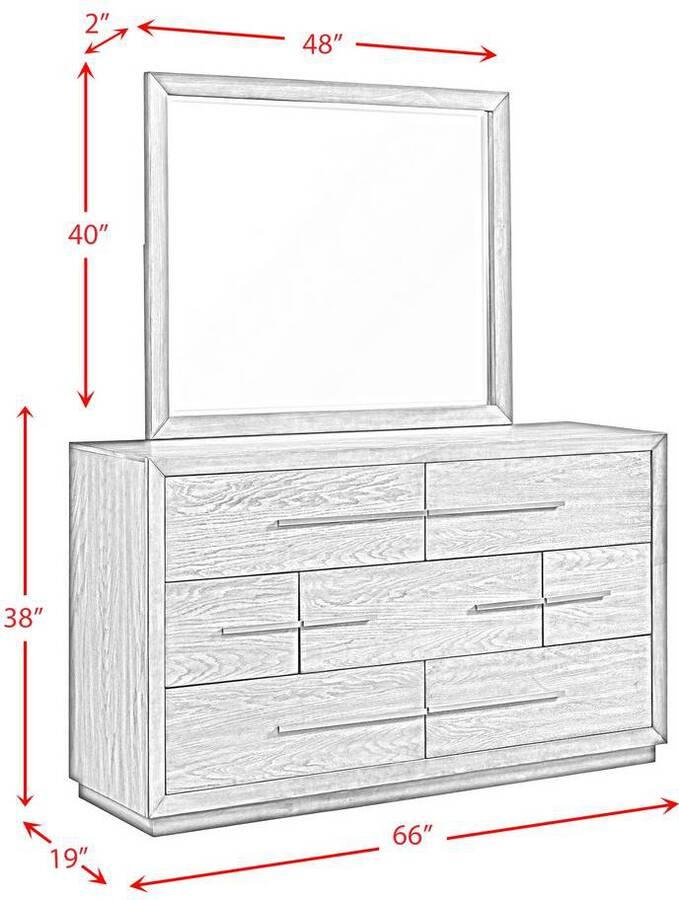 Elements Bedroom Sets - Hollis 7-Drawer Dresser & Mirror Gray