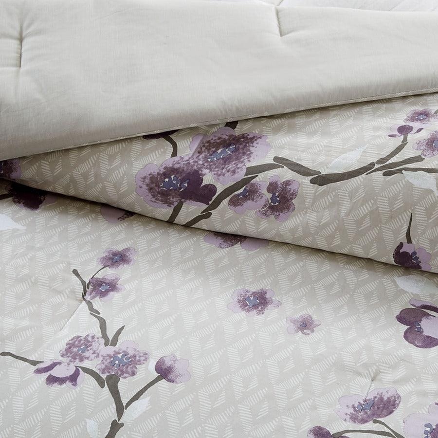 Olliix.com Comforters & Blankets - Holly California King 8 Piece Cotton Comforter Set Purple