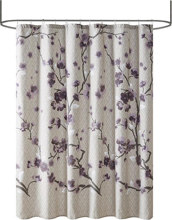 Olliix.com Shower Curtains - Holly Cotton Shower Curtain Purple