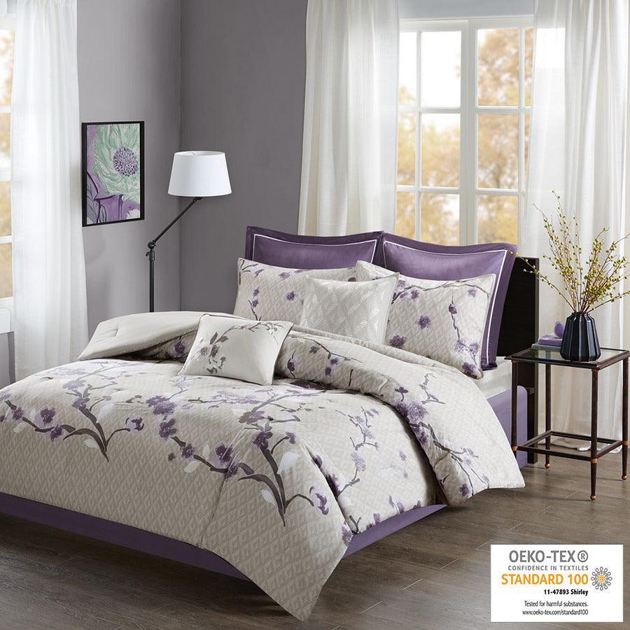 Olliix.com Comforters & Blankets - Holly King 8 Piece Transitional Cotton Comforter Set Purple