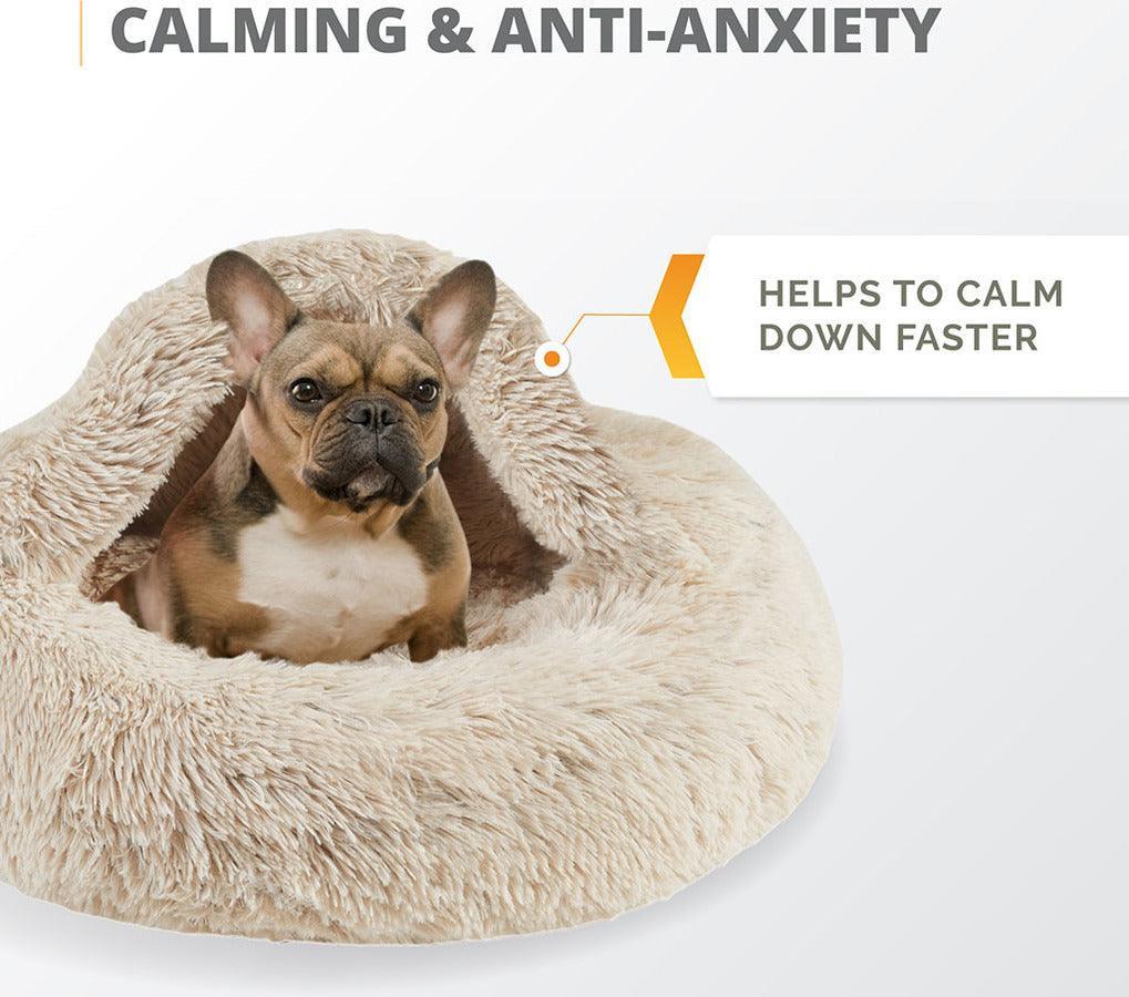 Olliix.com Dog Beds - Hooded Round Bed Tan PET63HD5680P