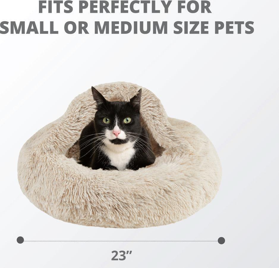 Olliix.com Dog Beds - Hooded Round Bed Tan PET63HD5680P