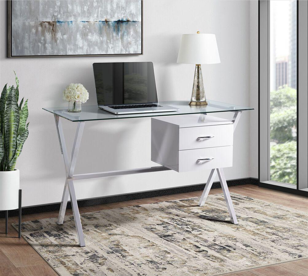 Elements Desks - Hoyce Desk in White & Clear