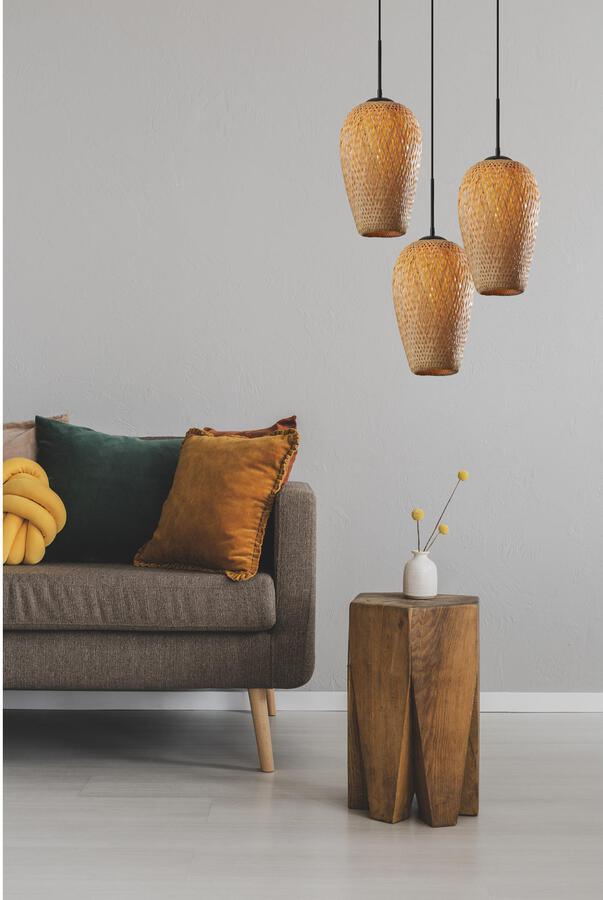 Adesso Ceiling Lights - Hugo Pendant Bamboo Weave Black
