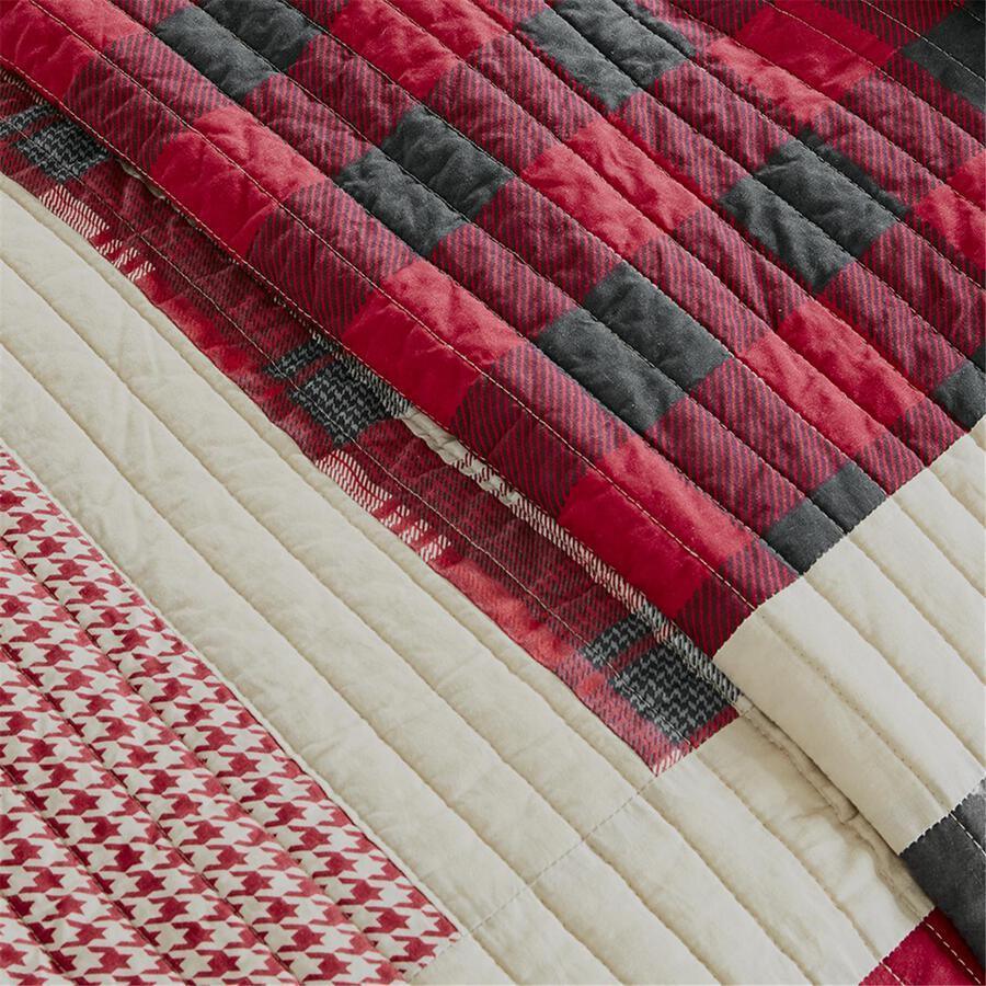 Olliix.com Comforters & Blankets - Huntington Lodge/Cabin 1 Cotton Oversized Quilt Mini Set Full/Queen Red