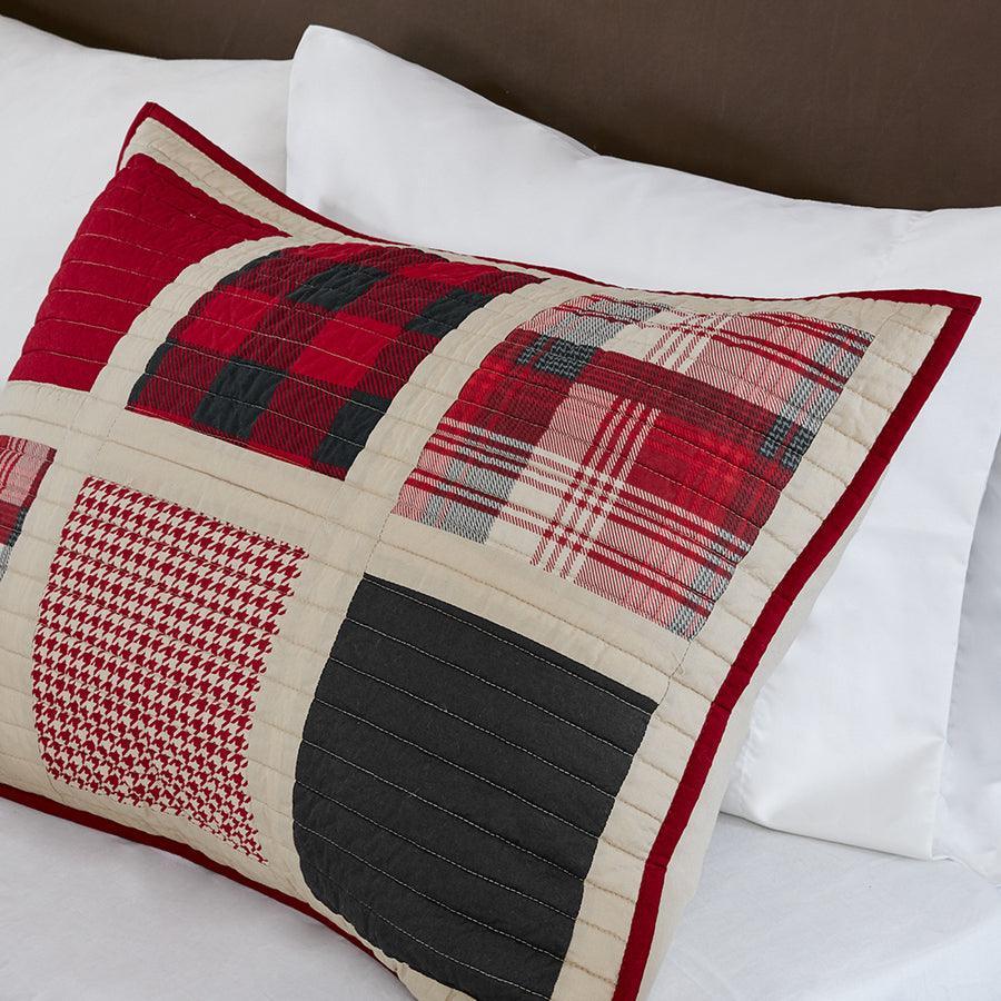 Olliix.com Comforters & Blankets - Huntington Lodge/Cabin 1 Cotton Oversized Quilt Mini Set Full/Queen Red