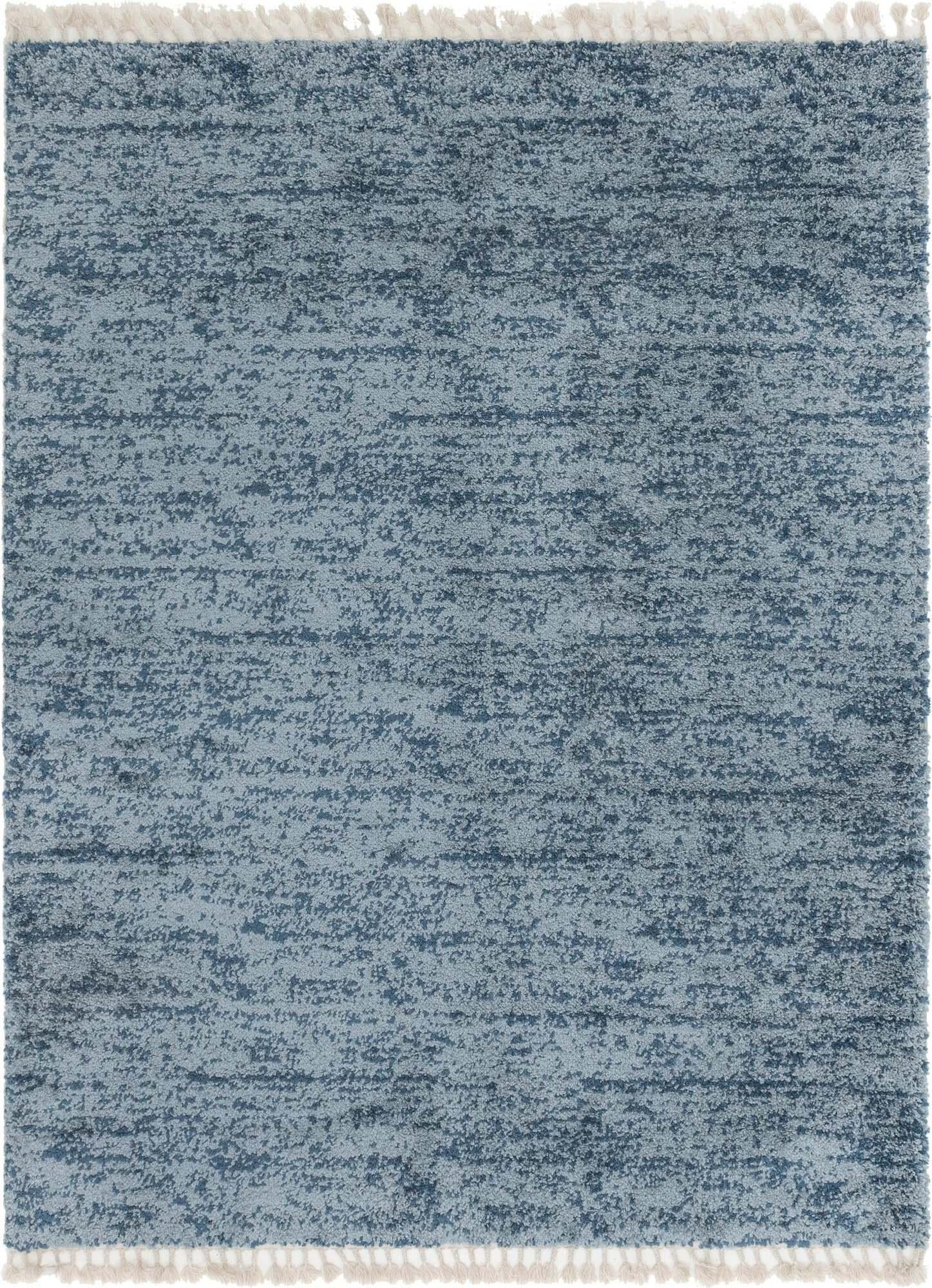 Unique Loom Indoor Rugs - Hygge Shag Abstract Rectangular 9x12 Rug Blue & Navy Blue