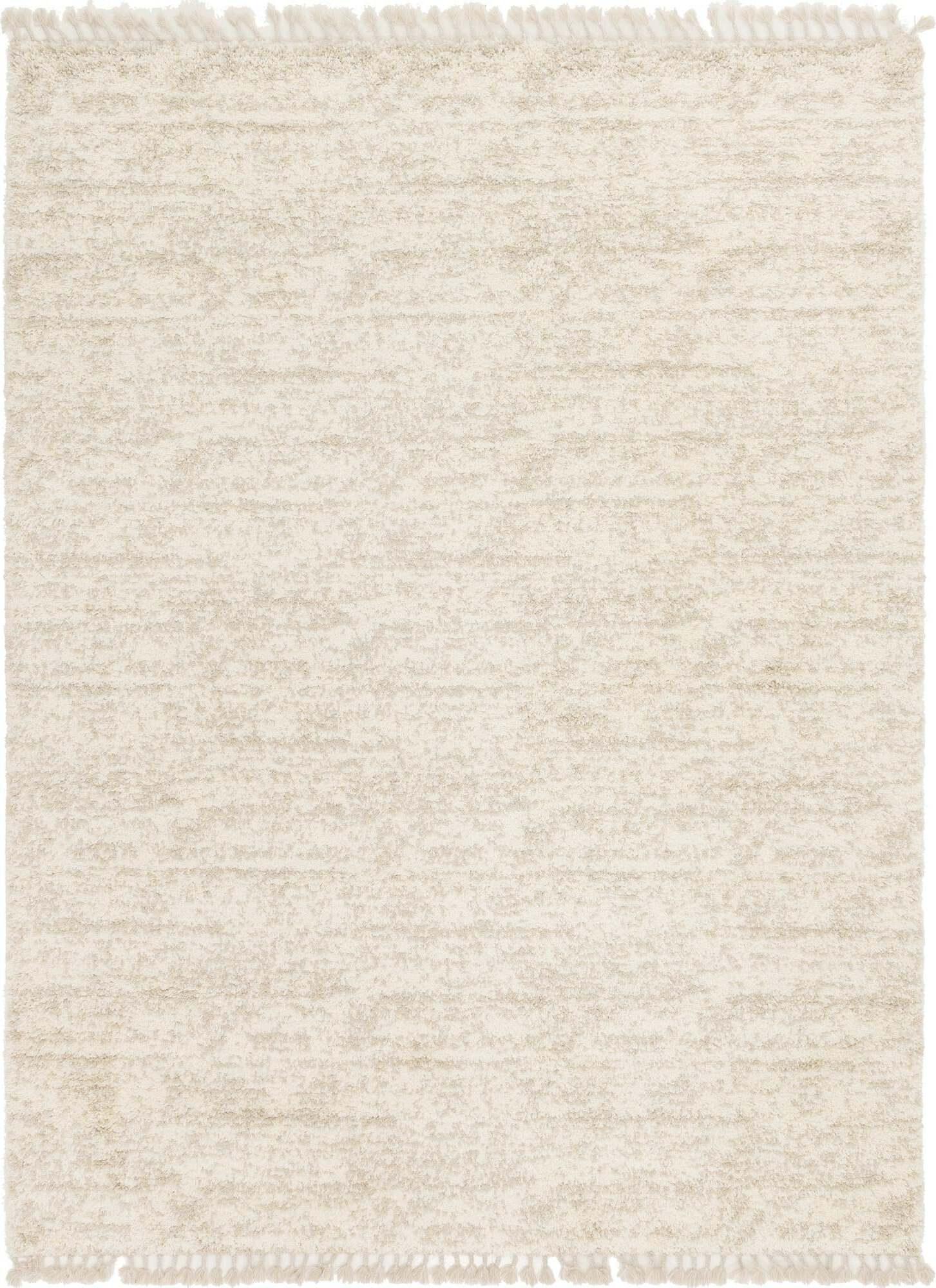 Unique Loom Indoor Rugs - Hygge Shag Abstract Rectangular 9x12 Rug Ivory & Tan