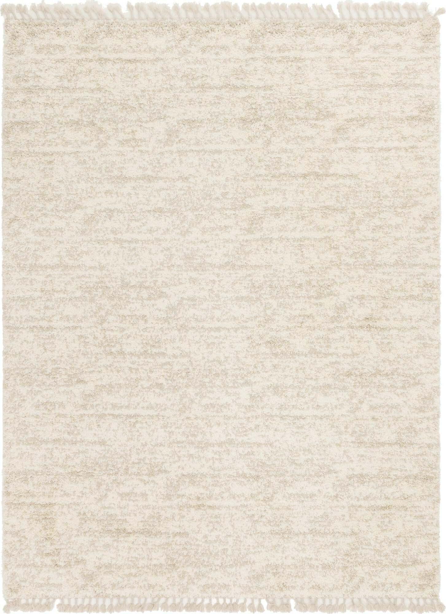 Unique Loom Indoor Rugs - Hygge Shag Abstract Rectangular 9x12 Rug Ivory & Tan