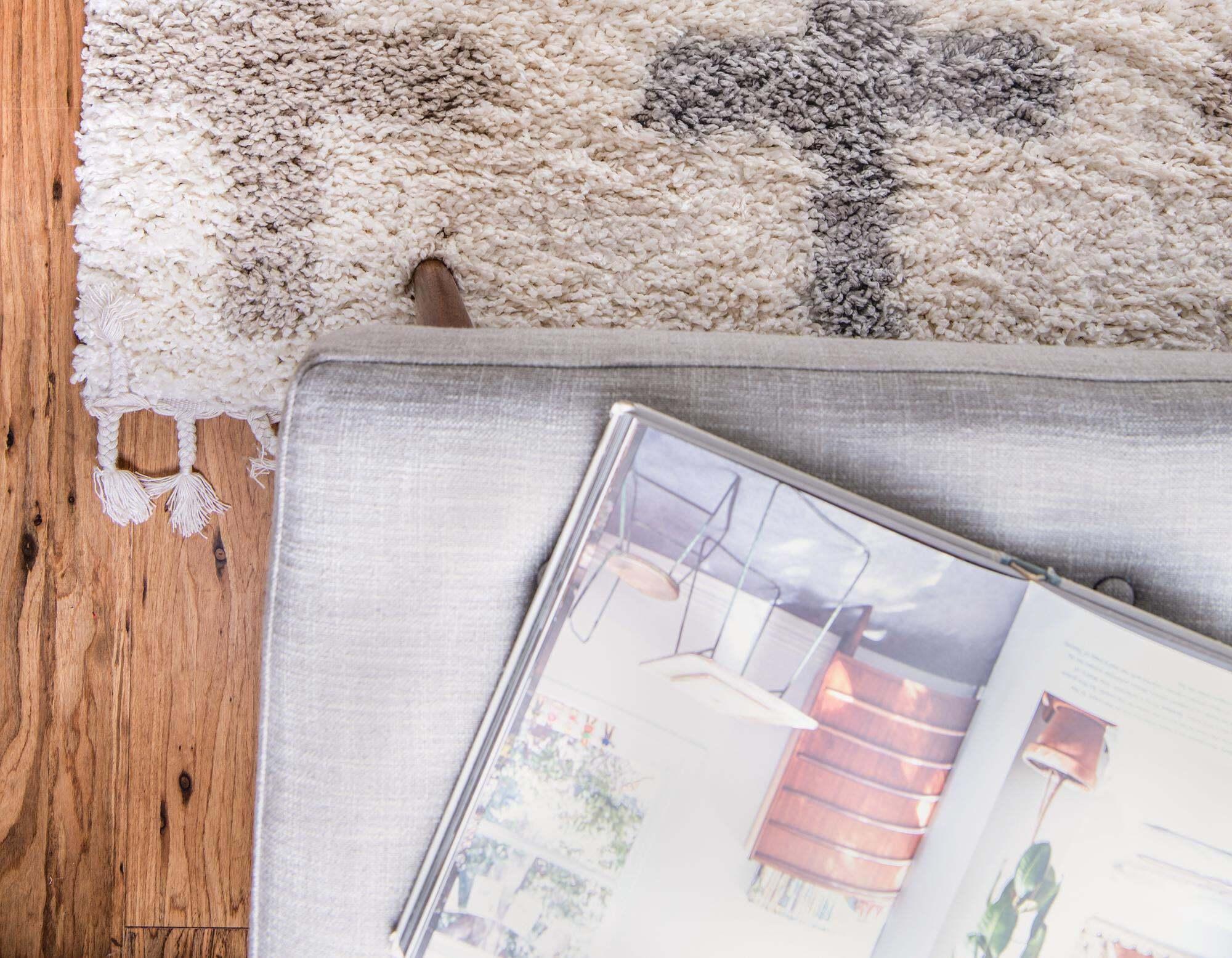 Unique Loom Indoor Rugs - Hygge Shag Geometric Rectangular 9x12 Rug Ivory & Tan