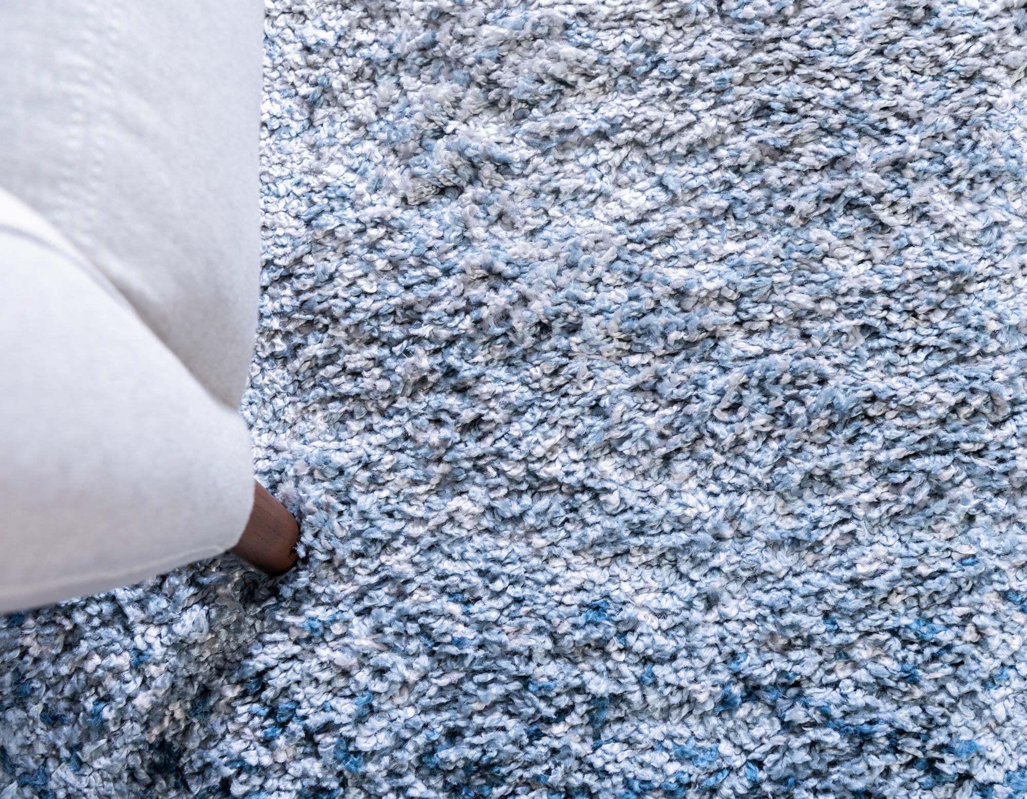 Unique Loom Indoor Rugs - Hygge Shag Gradient Rectangular 9x12 Rug Blue & Ivory