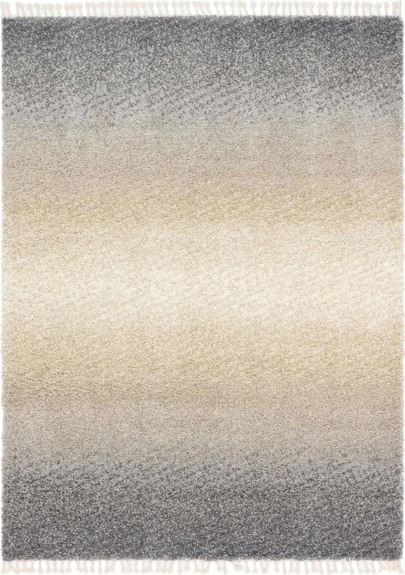 Unique Loom Indoor Rugs - Hygge Shag Gradient Rectangular 9x12 Rug Gray & Ivory