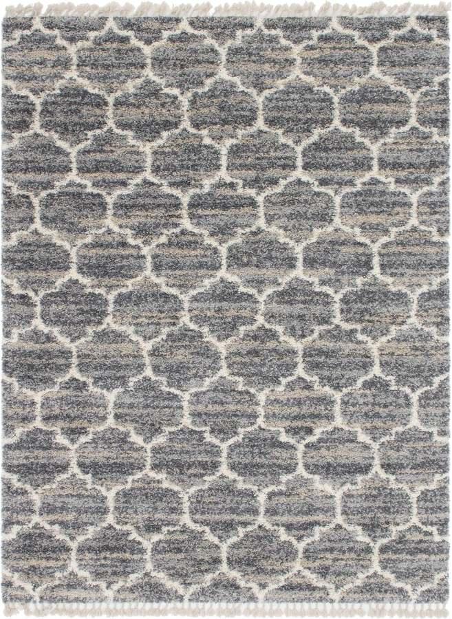 Unique Loom Indoor Rugs - Hygge Shag Modern 9x12 Rectangular Rug Gray