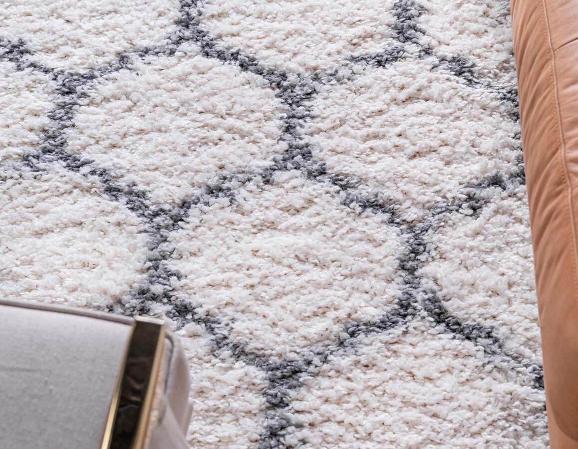 Unique Loom Indoor Rugs - Hygge Shag Modern 9x12 Rectangular Rug Ivory