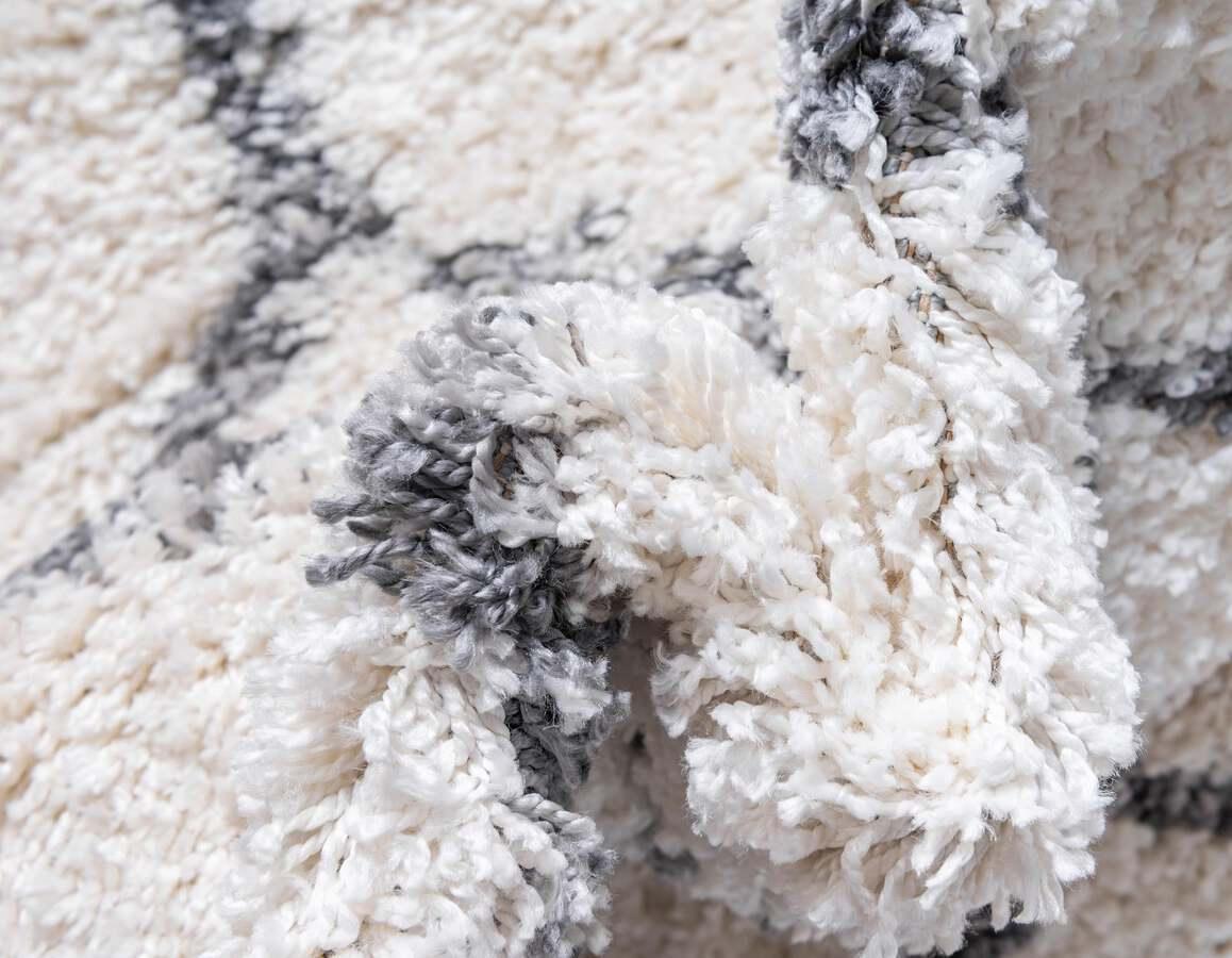 Unique Loom Indoor Rugs - Hygge Shag Modern 9x12 Rectangular Rug Ivory