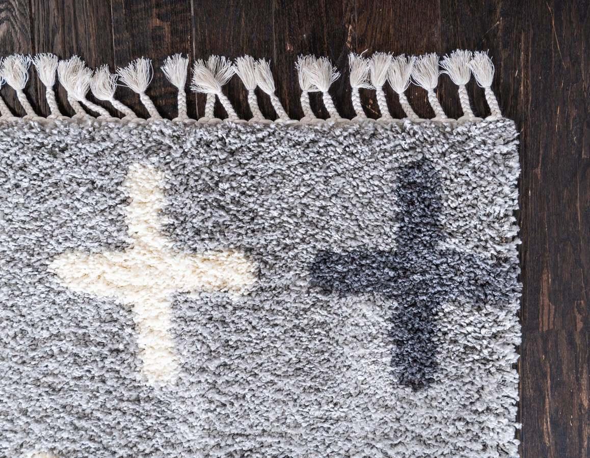 Unique Loom Indoor Rugs - Hygge Shag Modern 9x12 Rectangular Rug Light Gray