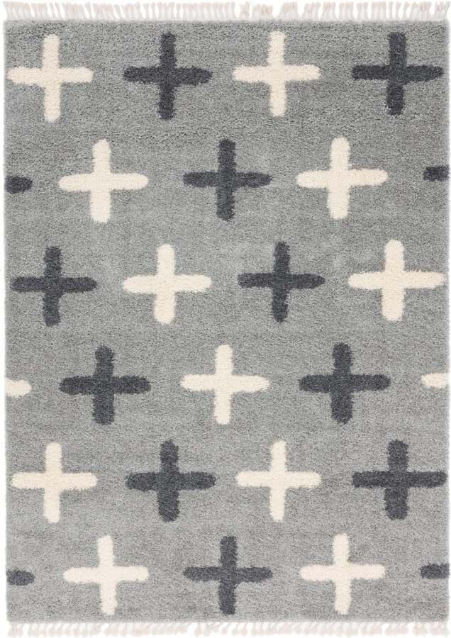 Unique Loom Indoor Rugs - Hygge Shag Modern 9x12 Rectangular Rug Light Gray