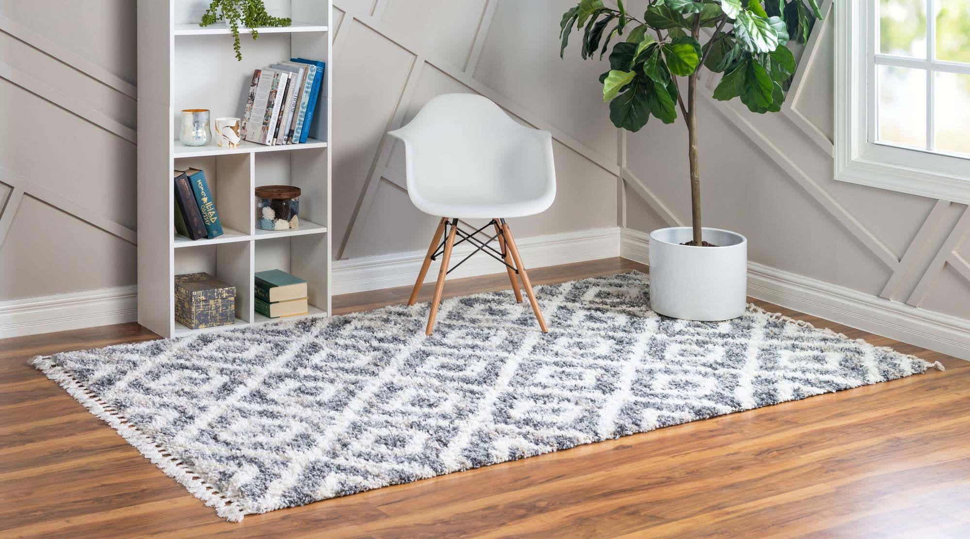 Unique Loom Indoor Rugs - Hygge Shag Rectangular 8x10 Rug Gray