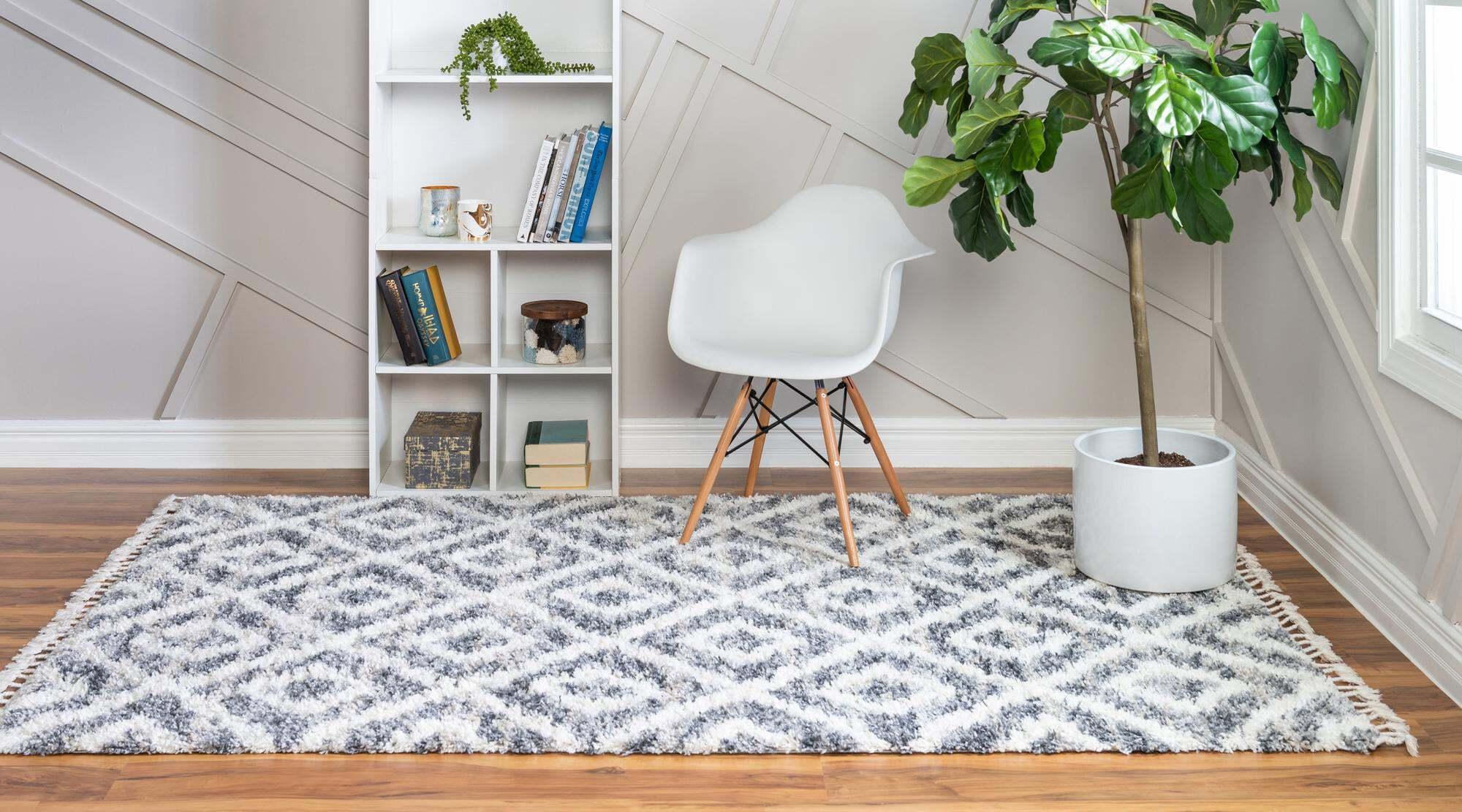 Unique Loom Indoor Rugs - Hygge Shag Rectangular 8x10 Rug Gray