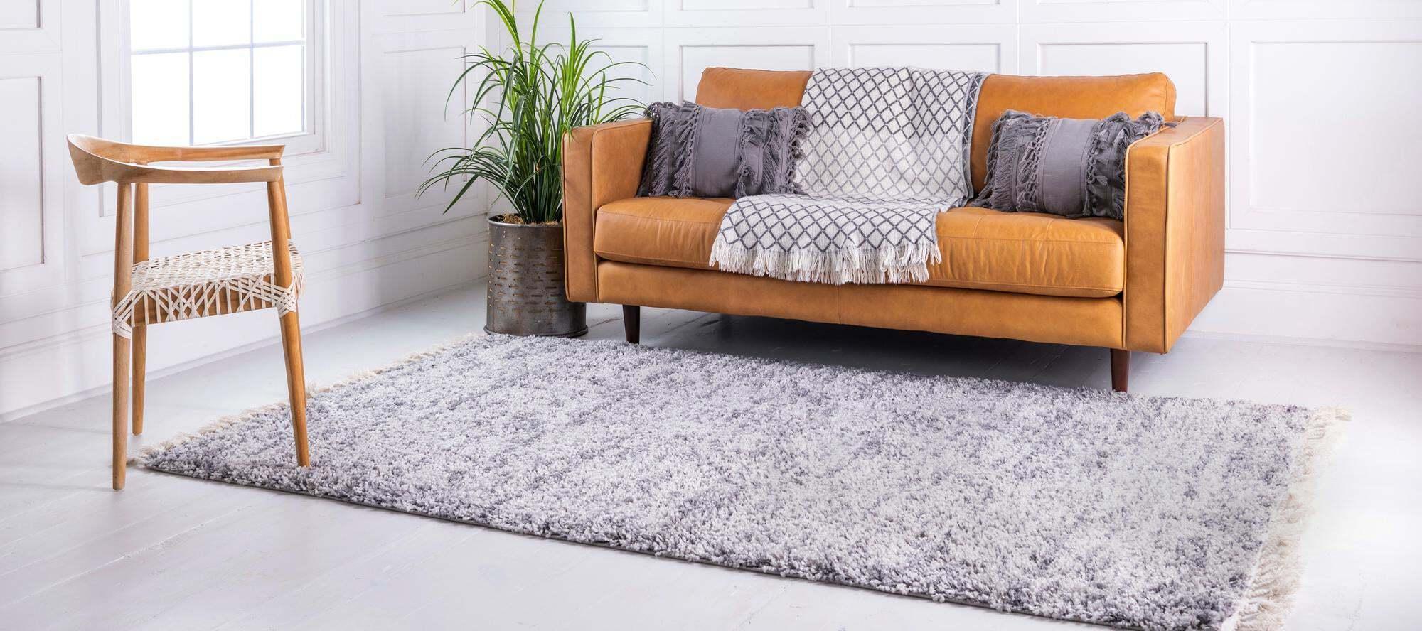 Unique Loom Indoor Rugs - Hygge Shag Rectangular 9x12 Rug Gray & Ivory