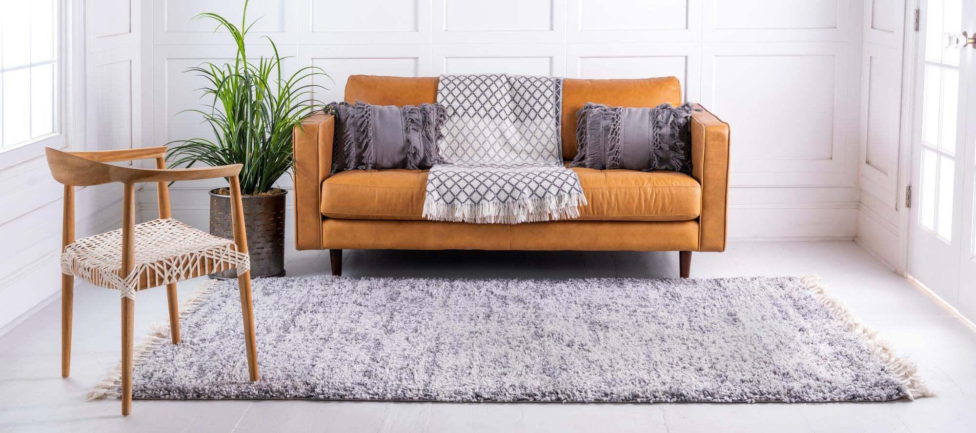 Unique Loom Indoor Rugs - Hygge Shag Rectangular 9x12 Rug Gray & Ivory