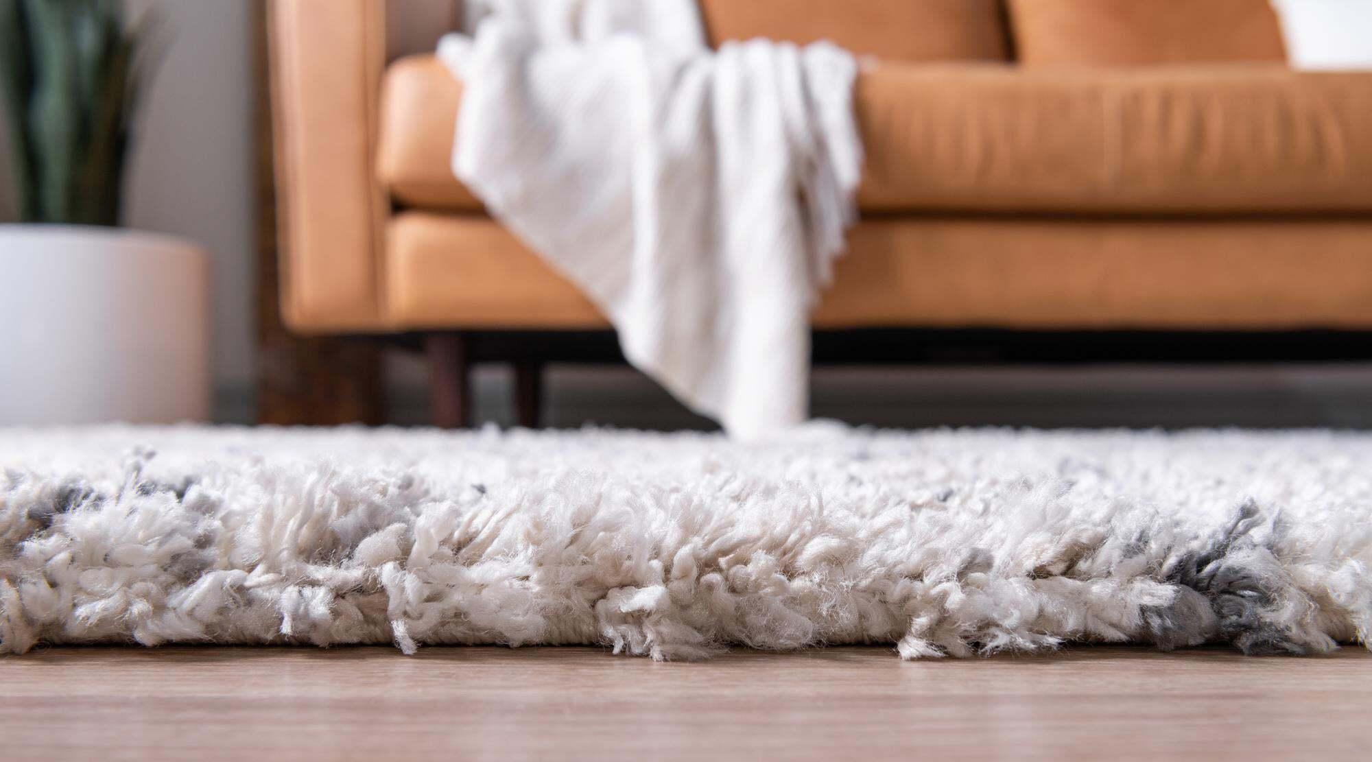 Unique Loom Indoor Rugs - Hygge Shag Trellis Rectangular 9x12 Rug Beige & Gray