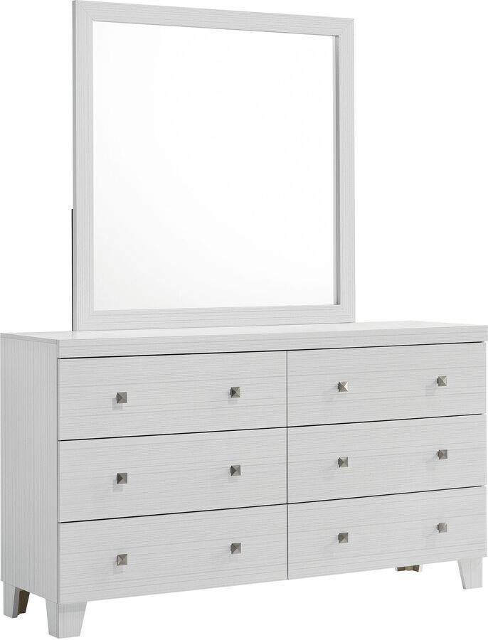 Elements Bedroom Sets - Icon 6-Drawer Dresser & Mirror Set in White