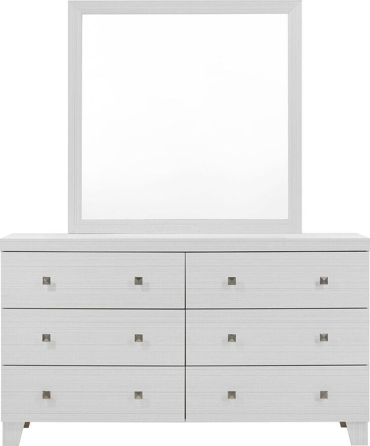 Elements Bedroom Sets - Icon 6-Drawer Dresser & Mirror Set in White