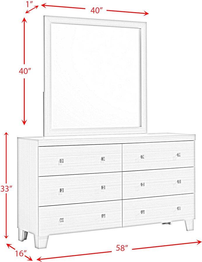 Elements Bedroom Sets - Icon 6-Drawer Dresser & Mirror Set in White